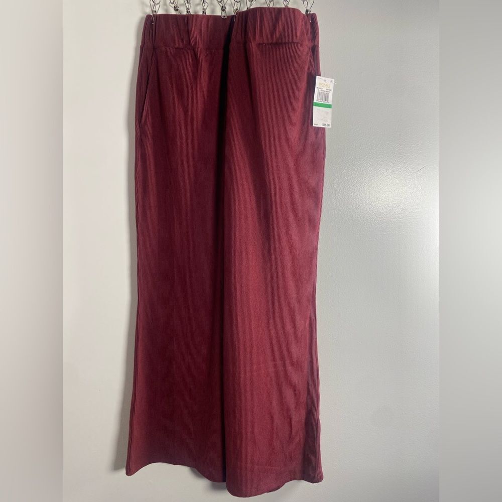 Brand new with tags! Michael Kors Burgundy Wide Leg Ribbed Pant
